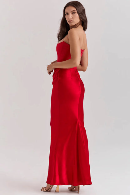 Luxe satiné – robe élégante sans bretelles