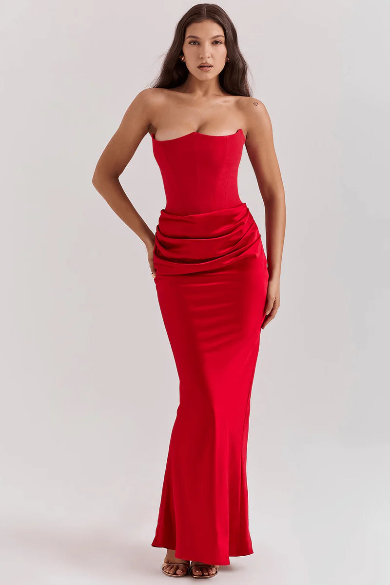 Luxe satiné – robe élégante sans bretelles